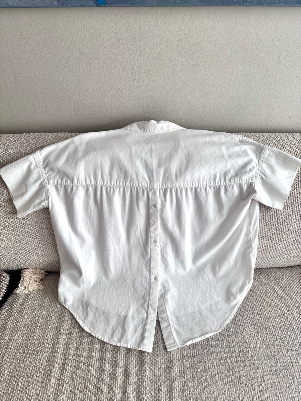 Madewell White Cotton Popover S/S Shirt - Picture 8 of 8